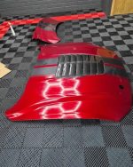 Super Snake Hood Mustang 2018 2023 MP concepts super snake hood 2018 2023in Ruby Red with carbon fiber air intakes - Image 4