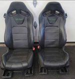 2015-2023 Ford Mustang Front & Rear Recaro Leather Seat Set Black Leather with Green Stitch - Image 3