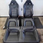 2015-2023 Ford Mustang Front & Rear Recaro Leather Seat Set Black Leather with Green Stitch