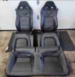 2015-2023 Ford Mustang Front & Rear Recaro Leather Seat Set Black Leather with Green Stitch