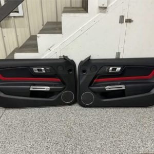 2018-2023 Mustang GT Black LH RH Red Insert Door Panels Pair