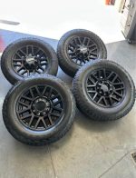 20in OEM ford f350 lariat blackout wheels 275/65/20 Goodyear wrangler a/t tires  Wheels are 20in OEM wheels off a 2022 ford f350 lariat blackout package. - Image 4