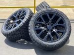 Brand new 22" aftermarket black wheels 22X9.5 +31mm offset 6X135 Bolt pattern rims and All-terrain 285/45R22 tires - Image 4