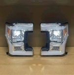 2017-2019 Ford F250 Headlights 2017-2018-2019 Ford F250 / F350 New Chrome Led Projector Headlights  Full LED C-Bars Style Headlamps  Compatibles With Factory Stock  Halogen Headlights  Come As Pair / Plug In Play - Image 5