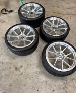 Mustang Signature sv801 wheelsn nSet of signature sv801 wheels . n4 wheels still look new . nAll wheels are 5x114.3, tires are new nn20x9 +25 with tires mounted.n20x10.5 +30 with tires mounted.