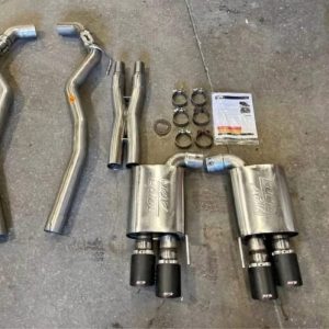 Borla ATAK cat-back exhaust Borla ATAK Cat-Back Exhaust with Black Carbon Fiber Tips. Mufflers are two years old. Rest of the pipes and clamps are new.Fits 2018- 23 mustangs