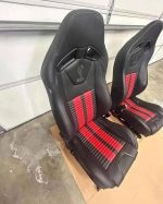 2012 Shelby GT500 red stripe Recaro front seats and matching rear seat. - Image 2