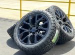 Brand new 22" aftermarket black wheels 22X9.5 +31mm offset 6X135 Bolt pattern rims and All-terrain 285/45R22 tires - Image 3