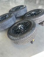 20in OEM ford f350 lariat blackout wheels 275/65/20 Goodyear wrangler a/t tires  Wheels are 20in OEM wheels off a 2022 ford f350 lariat blackout package. - Image 3