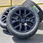 Brand new 22" aftermarket black wheels 22X9.5 +31mm offset 6X135 Bolt pattern rims and All-terrain 285/45R22 tires