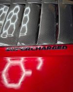 Super Snake Hood Mustang 2018 2023 MP concepts super snake hood 2018 2023in Ruby Red with carbon fiber air intakes - Image 6
