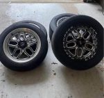 drag pack wheels.Weld laguna beadlock drag setup,Micky Thompson et street r 305/45/17,and micky Thompson sportsman s/r 28x6 skinny.5x114.3 bolt pattern.