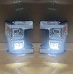 2017-2019 Ford F250 Headlights 2017-2018-2019 Ford F250 / F350 New Chrome Led Projector Headlights  Full LED C-Bars Style Headlamps  Compatibles With Factory Stock  Halogen Headlights  Come As Pair / Plug In Play - Image 7
