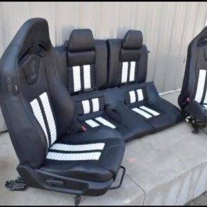 2012 FORD MUSTANG GT500 OEM RECARO BLACK & WHITE LEATHER PERFORMANCE SEATS COBRA 🐍