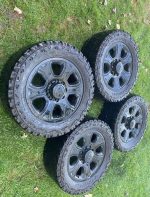 2018 Dodge Ram 2500 8 lug black 20” wheels & tires. 2018 Dodge Ram 2500 20” Wheels in great shape.  The tires have low tread, 33x12.5x20.
