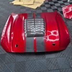 Super Snake Hood Mustang 2018 2023 MP concepts super snake hood 2018 2023in Ruby Red with carbon fiber air intakes