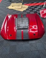 Super Snake Hood Mustang 2018 2023 MP concepts super snake hood 2018 2023in Ruby Red with carbon fiber air intakes