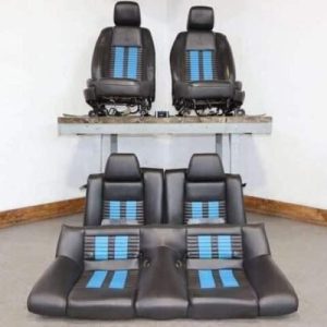 11-12 Ford Mustang Shelby GT500 Leather Seat Set (Black & Blue)